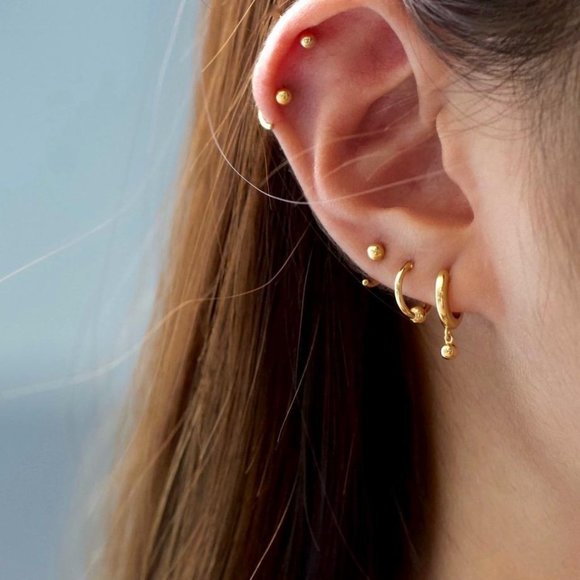 J&Co Jewellery Jewelry - J&Co Jewellery | Gold Little Ball Huggies Hoop